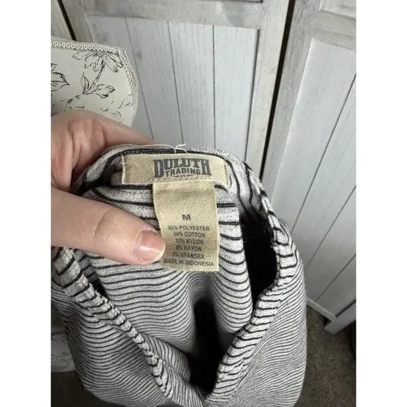Duluth Trading Company Tunic Shirt Dress Womens Size Medium Striped Gray - Picture 3 of 6